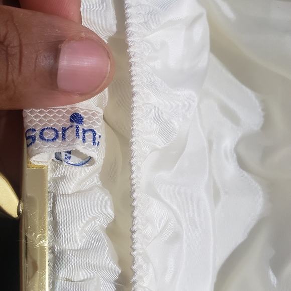 Sapphire clutch purse - small evening bag w/white satin - Sorina made in Denmark - Picture 4 of 8